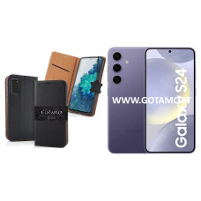Gotamo Vintage natūralios odos dėklas Samsung Galaxy S24 telefonui juodos spalvos