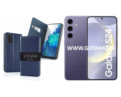Gotamo Vintage natūralios odos dėklas Samsung Galaxy S24 telefonui mėlynos spalvos