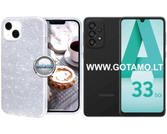 iLLumi-Neo silikoninis dėklas nugarėlė Samsung Galaxy A33 5G telefonui sidabro spalvos