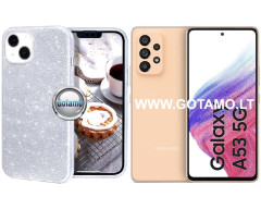 iLLumi-Neo silikoninis dėklas nugarėlė Samsung Galaxy A53 5G telefonui sidabro spalvos