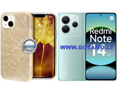 iLLumi-Neo silikoninis dėklas nugarėlė Xiaomi Redmi Note 14 5G telefonui aukso spalvos