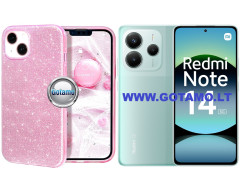 iLLumi-Neo silikoninis dėklas nugarėlė Xiaomi Redmi Note 14 5G telefonui rožinės spalvos