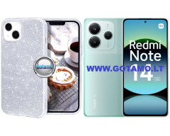iLLumi-Neo silikoninis dėklas nugarėlė Xiaomi Redmi Note 14 5G telefonui sidabro spalvos