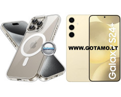 MagSafe Jelly dėklas nugarėlė Samsung Galaxy S24+ (S24 Plus) telefonui skaidrus