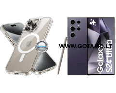 MagSafe Jelly dėklas nugarėlė Samsung Galaxy S24 Ultra telefonui skaidrus