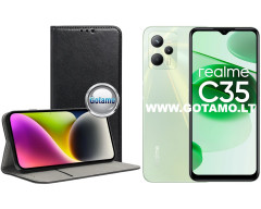 Re-Cap magnetinis dėklas Realme C35 telefonui juodos spalvos