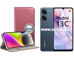 Re-Cap magnetinis dėklas Xiaomi Redmi 13C 5G mobiliajam telefonui bordo spalvos