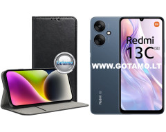 Re-Cap magnetinis dėklas Xiaomi Redmi 13C 5G mobiliajam telefonui juodos spalvos