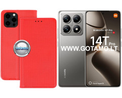 Re-Grid magnetinis dėklas Xiaomi 14T, Xiaomi 14T Pro telefonams raudonos spalvos