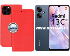 Re-Grid magnetinis dėklas Xiaomi Redmi 13C 5G telefonui raudonos spalvos