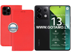 Re-Grid magnetinis dėklas Xiaomi Redmi Note 13 Pro 5G, Xiaomi Poco X6 telefonams raudonos spalvos