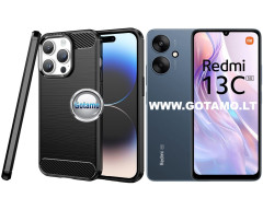 Siege dėklas nugarėlė Xiaomi Redmi 13C 5G telefonui juodos spalvos