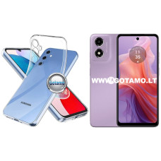 Skin silikoninis dėklas 1MM storio Motorola Moto E14, G04, G04s, G24, G24 Power telefonams