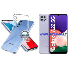 Samsung Galaxy A22 5G dėklai ir apsauginiai stiklai - Skin silikoninis dėklas 1MM storio Samsung Galaxy A22 5G telefonui