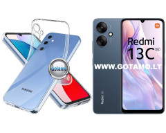 Skin silikoninis dėklas 1MM storio Xiaomi Redmi 13C 5G telefonui