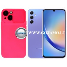 B-Private dėklas nugarėlė Samsung Galaxy A34 mobiliajam telefonui ryškiai rožinės spalvos