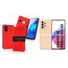 Gotamo Vintage natūralios odos dėklas Samsung Galaxy A53 5G mobiliajam telefonui raudonos spalvos