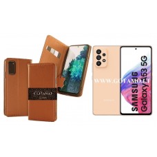 Gotamo Vintage natūralios odos dėklas Samsung Galaxy A53 5G mobiliajam telefonui rudos spalvos