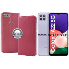 Re-Cap magnetinis dėklas Samsung Galaxy A22 5G telefonui tamsiai raudonos (bordo) spalvos