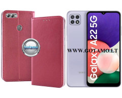 Re-Cap magnetinis dėklas Samsung Galaxy A22 5G telefonui tamsiai raudonos (bordo) spalvos