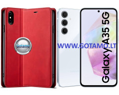 Galant magnetinis dėklas Samsung Galaxy A35 telefonui raudonos spalvos