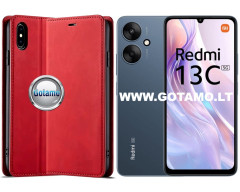 Galant magnetinis dėklas Xiaomi Redmi 13C 5G telefonui raudonos spalvos