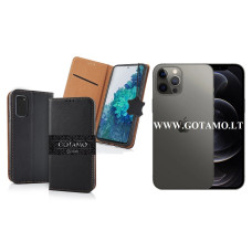 Gotamo Vintage natūralios odos dėklas Apple iPhone 12, Apple iPhone 12 Pro mobiliesiems telefonams juodos spalvos Klaipėda | Vilnius | Plungė