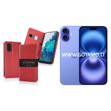 Gotamo Vintage natūralios odos dėklas Apple iPhone 16 Plus telefonui bordo spalvos