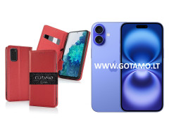Gotamo Vintage natūralios odos dėklas Apple iPhone 16 Plus telefonui bordo spalvos