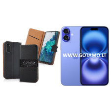 Gotamo Vintage natūralios odos dėklas Apple iPhone 16 Plus telefonui juodos spalvos