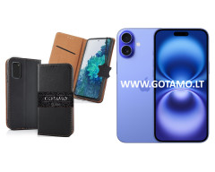 Gotamo Vintage natūralios odos dėklas Apple iPhone 16 Plus telefonui juodos spalvos