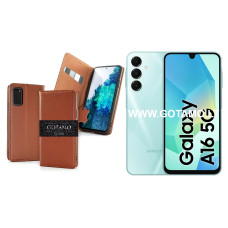 Gotamo Vintage natūralios odos dėklas Samsung Galaxy A16, Samsung Galaxy A16 5G telefonams rudos spalvos