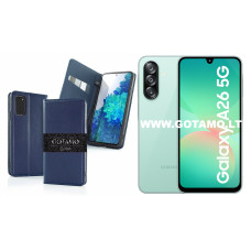 Gotamo Vintage natūralios odos dėklas Samsung Galaxy A26 telefonui mėlynos spalvos