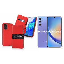 Gotamo Vintage natūralios odos dėklas Samsung Galaxy A34 mobiliajam telefonui raudonos spalvos