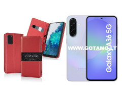 Gotamo Vintage natūralios odos dėklas Samsung Galaxy A36 telefonui bordo spalvos