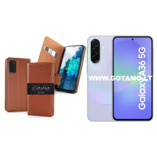 Gotamo Vintage natūralios odos dėklas Samsung Galaxy A36 telefonui rudos spalvos