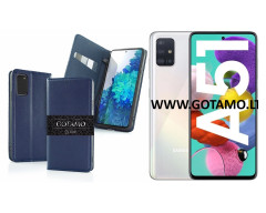 Gotamo Vintage natūralios odos dėklas Samsung Galaxy A51 telefonui mėlynos spalvos