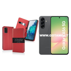 Gotamo Vintage natūralios odos dėklas Samsung Galaxy A56 telefonui bordo spalvos