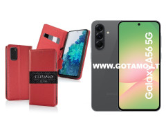 Gotamo Vintage natūralios odos dėklas Samsung Galaxy A56 telefonui bordo spalvos