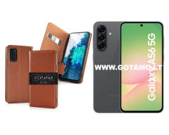 Gotamo Vintage natūralios odos dėklas Samsung Galaxy A56 telefonui rudos spalvos