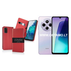 Gotamo Vintage natūralios odos dėklas Xiaomi Redmi 14C, Redmi A4, Poco C75 telefonams bordo spalvos