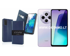 Gotamo Vintage natūralios odos dėklas Xiaomi Redmi 14C, Redmi A4, Poco C75 telefonams mėlynos spalvos