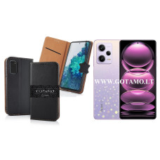 Gotamo Vintage natūralios odos dėklas Xiaomi Redmi Note 12 Pro, Xiaomi Poco X5 Pro mobiliesiems telefonams juodos spalvos