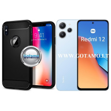 Xiaomi Redmi 12 dėklai ir apsauginiai stiklai - Siege dėklas nugarėlė Xiaomi Redmi 12, Xiaomi Redmi 12 5G mobiliesiems telefonams juodos spalvos