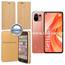 Vennus Diary magnetinis dėklas Xiaomi Mi 11 Lite, Xiaomi Mi 11 Lite 5G telefonams aukso spalvos Šiauliai | Plungė | Vilnius