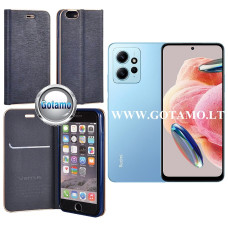 Xiaomi Redmi Note 12 4G dėklai ir apsauginiai stiklai - Vennus Diary magnetinis dėklas Xiaomi Redmi Note 12 4G telefonui mėlynos spalvos