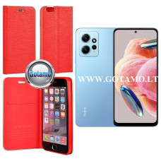 Vennus Diary magnetinis dėklas Xiaomi Redmi Note 12 4G telefonui raudonos spalvos
