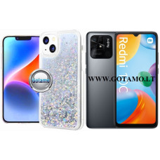 Waterfall3 dėklas nugarėlė Xiaomi Redmi 10C, Xiaomi Poco C40 telefonams sidabro spalvos