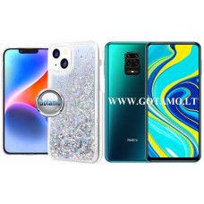 Waterfall3 dėklas nugarėlė Xiaomi Redmi Note 9S, Xiaomi Redmi Note 9 Pro telefonams sidabro spalvos