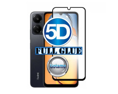 Apsauga ekranui gaubtas grūdintas stiklas Xiaomi Redmi 13C, Xiaomi Poco C65 telefonams 5D pilnas padengimas klijais